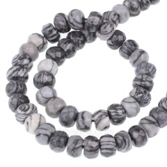 Black Veined Jasper Faceted Rondelle Beads Strands, Approx 5x8mm, 38cm/strand