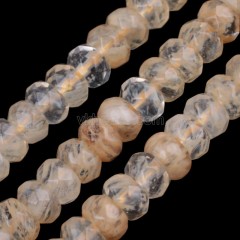 Light Yellow Cherry Quartz Faceted Rondelle Beads Strands, Approx 4x6-6x10mm, 38cm/strand