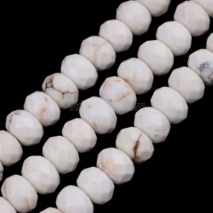 White Magnesite Faceted Rondelle Beads Strands, Approx 4x6mm, 38cm/strand