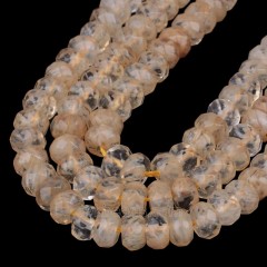 Light Yellow Cherry Quartz Faceted Rondelle Beads Strands, Approx 4x6-6x10mm, 38cm/strand