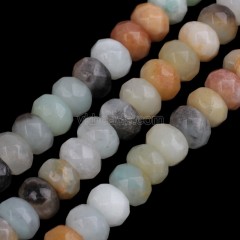 Multicolor Amazonite Faceted Rondelle Beads Strands, Approx 2x4-5x8mm, 38cm/strand
