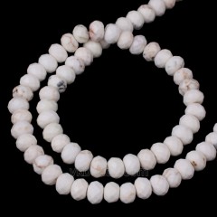 White Magnesite Faceted Rondelle Beads Strands, Approx 4x6mm, 38cm/strand