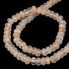 Light Yellow Cherry Quartz Faceted Rondelle Beads Strands, Approx 4x6-6x10mm, 38cm/strand