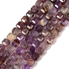 Super Seven Quartz Faceted Cube Beads Strands, Approx 8-9mm, 38cm/strand