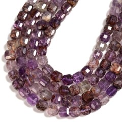 Super Seven Quartz Faceted Cube Beads Strands, Approx 8-9mm, 38cm/strand