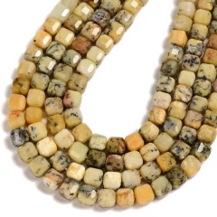 Yellow Opal Faceted Cube Beads Strands, Approx 8-9mm, 38cm/strand