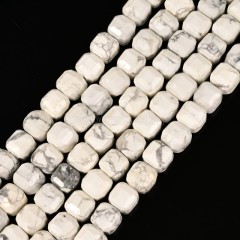 Howlite Faceted Cube Beads Strands, Approx 8-9mm, 38cm/strand
