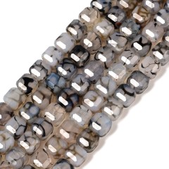Dragon Vein Agate Faceted Cube Beads Strands, Approx 8-9mm, 38cm/strand