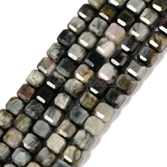 Hawk's Eye Faceted Cube Beads Strands, Approx 8-9mm, 38cm/strand