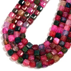 Multicolor Agate Faceted Cube Beads Strands, Approx 8-9mm, 38cm/strand