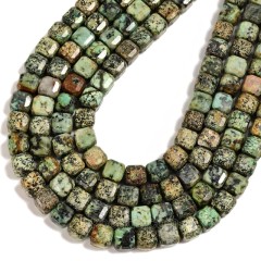 African Turquoise Faceted Cube Beads Strands, Approx 8-9mm, 38cm/strand