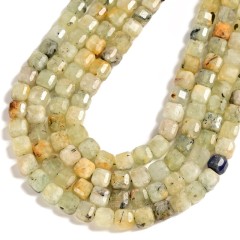 Prehnite Faceted Cube Beads Strands, Approx 8-9mm, 38cm/strand