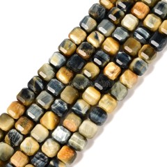 Dream Tiger Eye Faceted Cube Beads Strands, Approx 8-9mm, 38cm/strand