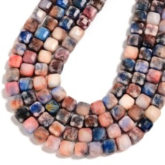 Dyed Multicolor Jade Faceted Cube Beads Strands, Approx 8-9mm, 38cm/strand