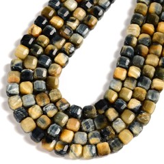 Dream Tiger Eye Faceted Cube Beads Strands, Approx 8-9mm, 38cm/strand