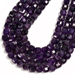 Amethyst Faceted Cube Beads Strands, Approx 8-9mm, 38cm/strand