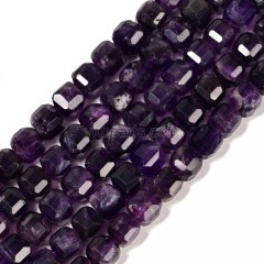 Amethyst Faceted Cube Beads Strands, Approx 8-9mm, 38cm/strand