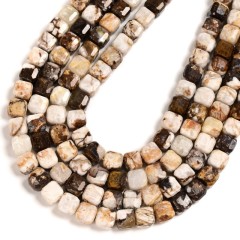 American Petrified Wood Jasper Faceted Cube Beads Strands, Approx 8-9mm, 38cm/strand