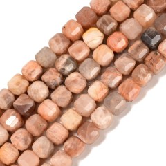 B Grade Sunstone Faceted Cube Beads Strands, Approx 8-9mm, 38cm/strand