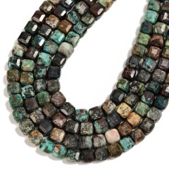 Chrysocolla Faceted Cube Beads Strands, Approx 8-9mm, 38cm/strand