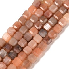 AB Grade Sunstone Faceted Cube Beads Strands, Approx 8-9mm, 38cm/strand
