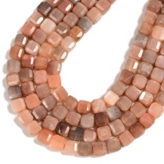 AB Grade Sunstone Faceted Cube Beads Strands, Approx 8-9mm, 38cm/strand