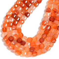 Red Agate Faceted Cube Beads Strands, Approx 8-9mm, 38cm/strand