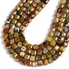 Green Opal Faceted Cube Beads Strands, Approx 8-9mm, 38cm/strand