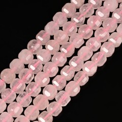 Rose Quartz Faceted Cube Beads Strands, Approx 8-9mm, 38cm/strand
