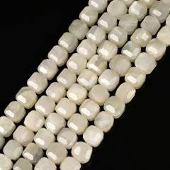 White Moonstone Faceted Cube Beads Strands, Approx 8-9mm, 38cm/strand