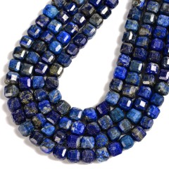 Lapis Lazuli Faceted Cube Beads Strands, Approx 8-9mm, 38cm/strand