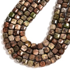 Flower Agate Faceted Cube Beads Strands, Approx 8-9mm, 38cm/strand