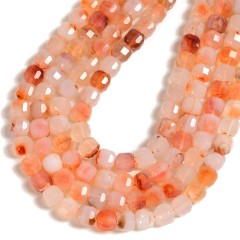 Pink Agate Faceted Cube Beads Strands, Approx 8-9mm, 38cm/strand