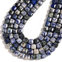 Blue Spot Jasper Faceted Cube Beads Strands, Approx 8-9mm, 38cm/strand