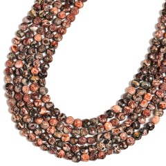 Red Leopardskin Jasper Faceted Flat Round Disc/Coin Beads Strands, Approx 4mm, 38cm/strand