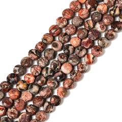 Red Leopardskin Jasper Faceted Flat Round Disc/Coin Beads Strands, Approx 4mm, 38cm/strand