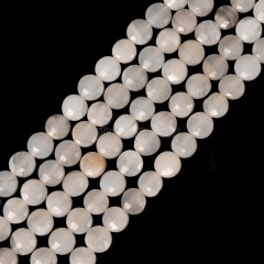White Crazy Lace Agate Faceted Flat Round Disc/Coin Beads Strands, Approx 4mm, 38cm/strand