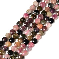 Multicolor Tourmaline Faceted Flat Round Disc/Coin Beads Strands, Approx 4mm, 38cm/strand