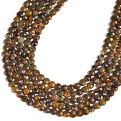 Marble Faceted Flat Round Disc/Coin Beads Strands, Approx 4mm, 38cm/strand