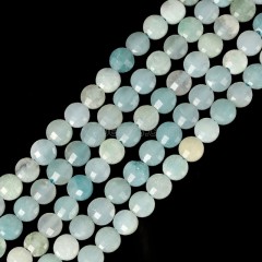 Amazonite Faceted Flat Round Disc/Coin Beads Strands, Approx 4mm, 38cm/strand
