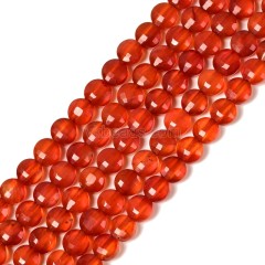Red Agate Faceted Flat Round Disc/Coin Beads Strands, Approx 4mm, 38cm/strand