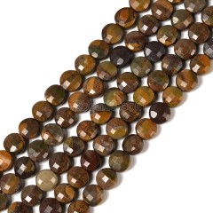 Marble Faceted Flat Round Disc/Coin Beads Strands, Approx 4mm, 38cm/strand