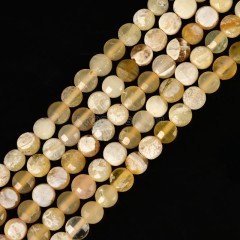 Yellow Opal Faceted Flat Round Disc/Coin Beads Strands, Approx 4mm, 38cm/strand