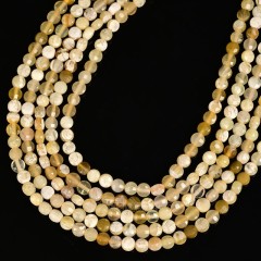 Yellow Opal Faceted Flat Round Disc/Coin Beads Strands, Approx 4mm, 38cm/strand