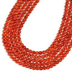 Red Agate Faceted Flat Round Disc/Coin Beads Strands, Approx 4mm, 38cm/strand