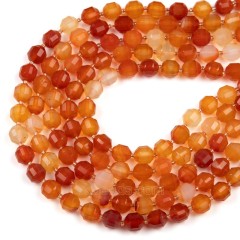 Red Agate Prism Cut Double Terminated Point Faceted Round Beads Strands, Approx 8mm, Approx 38cm/strand