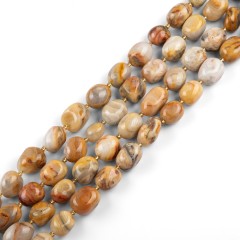 Crazy Lace Agate Through-drilled Smooth Freeform Nugget Beads Strands, Approx 10-14x12-20mm, 38cm/strand