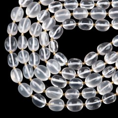 Creamy White Clear Quartz Through-drilled Smooth Freeform Nugget Beads Strands, Approx 10-14x12-20mm, 38cm/strand