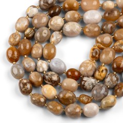 Yellow Fossil Coral Through-drilled Smooth Freeform Nugget Beads Strands, Approx 10-14x12-20mm, 38cm/strand