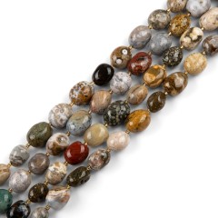 Ocean Jasper Through-drilled Smooth Freeform Nugget Beads Strands, Approx 10-14x12-20mm, 38cm/strand